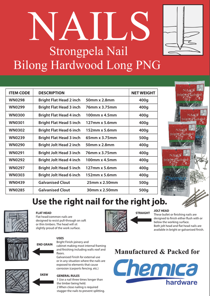 Nail F/Head Bright 4"400g
