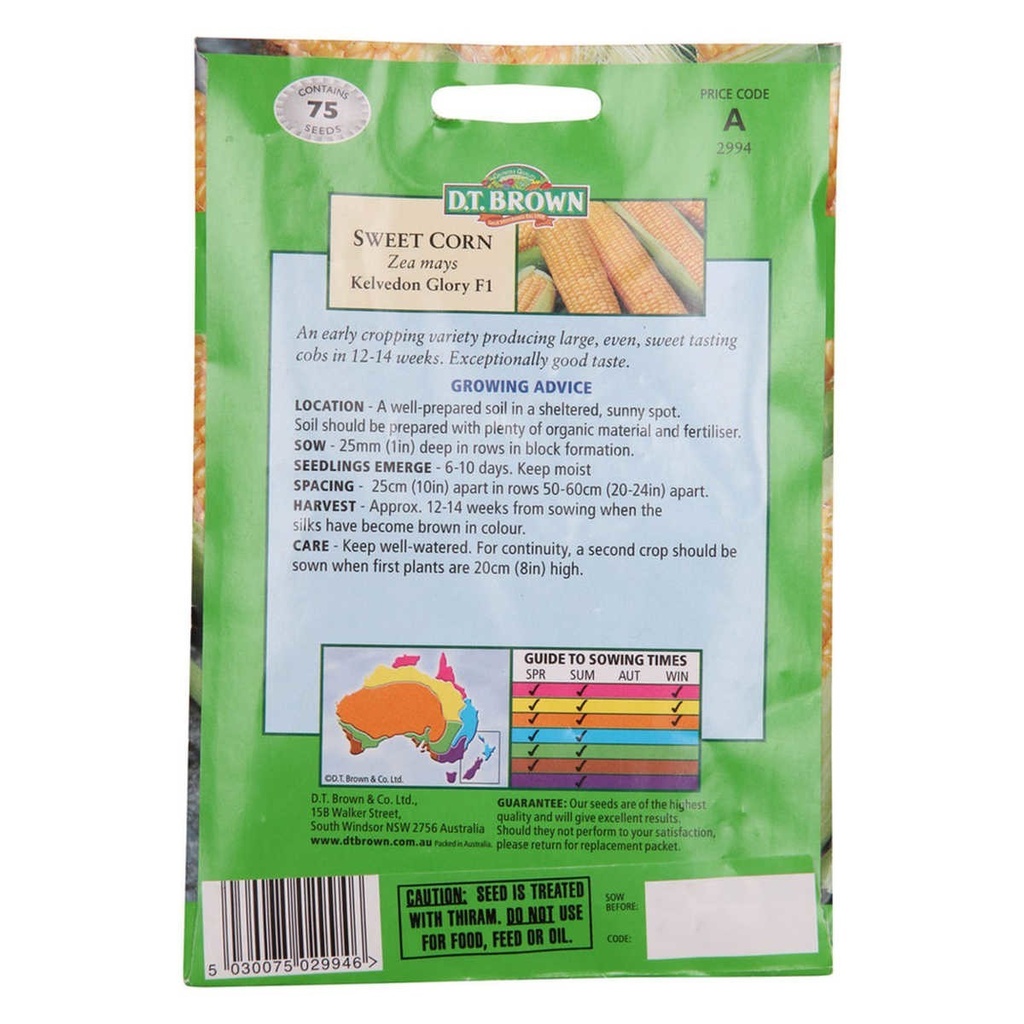 Seed CornSweet kelvedon 10g MFG2994