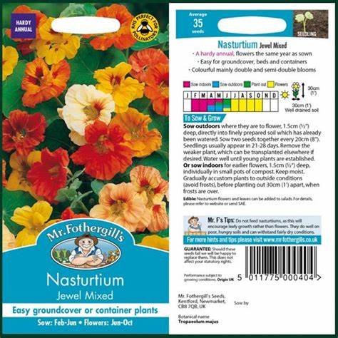 Seed Nasturtium JWL Mixed 5.65g MFG306