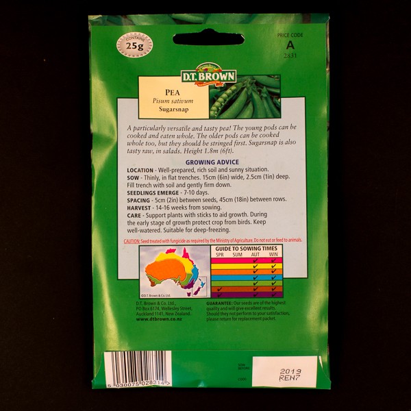 Seed Pea Sugarsnap 20g MFG2831