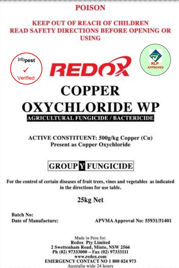 Copper Oxycloride 50% WP 25kgs REDOX