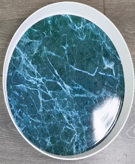 Tray Melamine Round Marble Design 31230