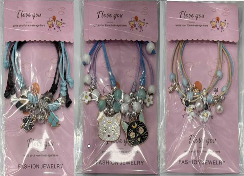 Jewellery Bracelet W/Pendant 2pc/crd 44188-6-7-8