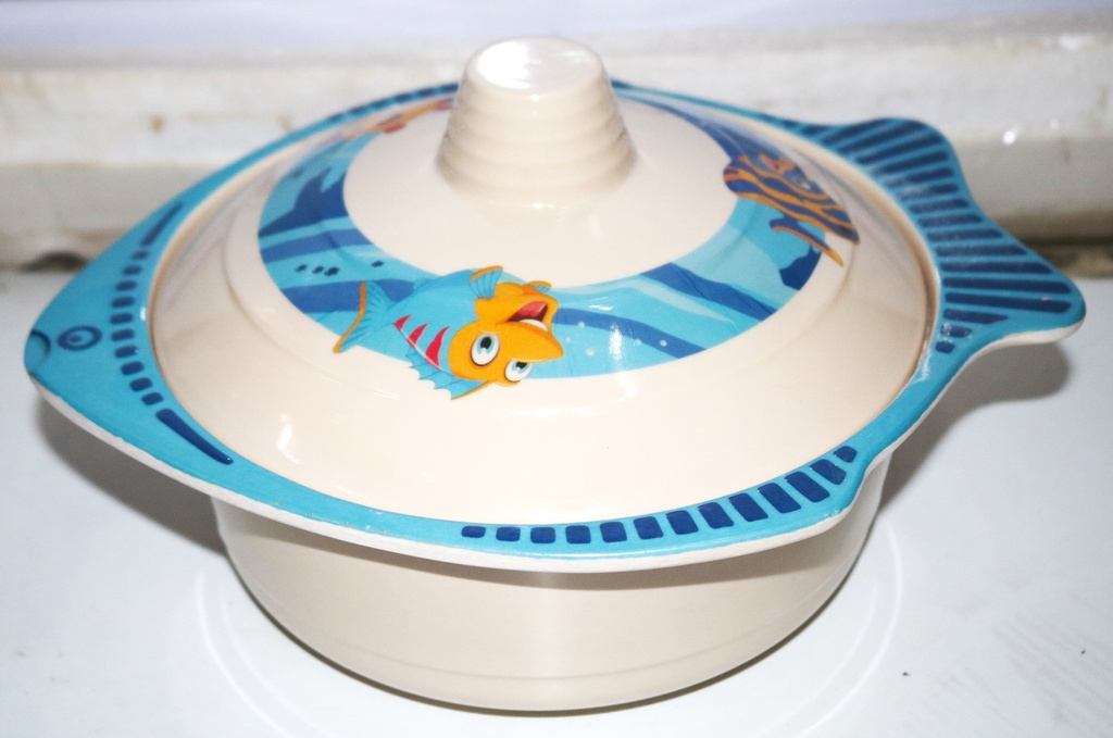 Bowl  Melamine W/Cover 21Cm Fish Shape