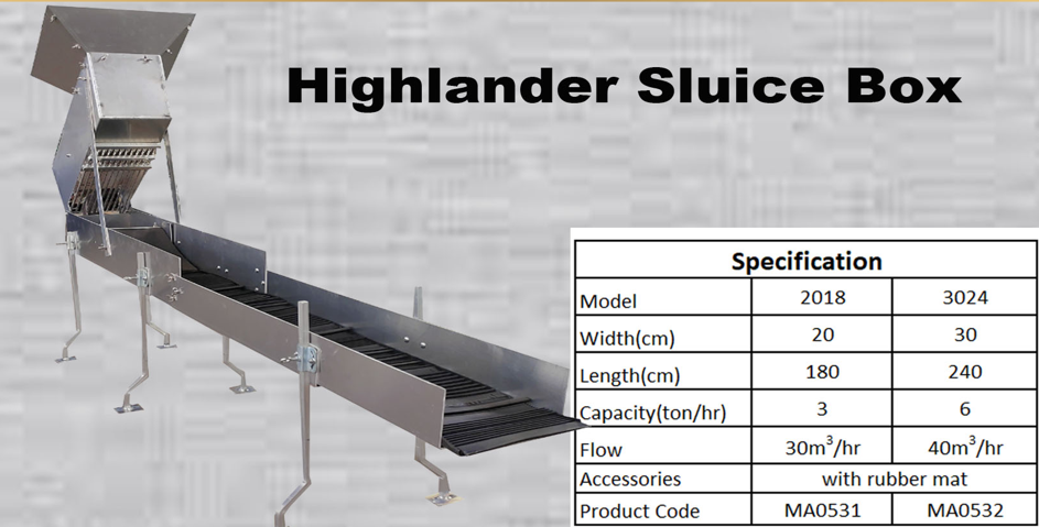 Sluice Box W/Rubber Mat 3024 3'