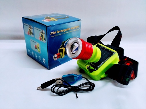 [VI5491] Torch Solar Rechargeable Headlights Polymer Bat XQ-124