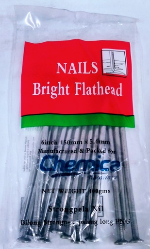 [WN0302] Nail F/Head Bright 6" 400g