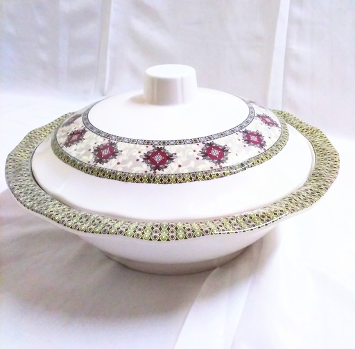 [VI7552] Bowl Pattern Plastic W/Lid 11"2103-70