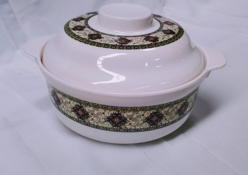 [VI7553] Bowl Pattern Plastic W/lid 7.3"2103-66
