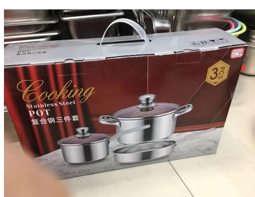 [VI7562] Pot Set S/Steel 'Cooking' 3pc19179-4