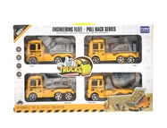 [VI7813] Toy Trucks Engineering 4pk Pull back . Ylw TY986049