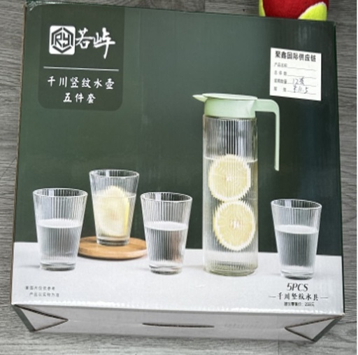 [VI7848] Water Jug Glass w/Cup 5pcs/set WA001-4