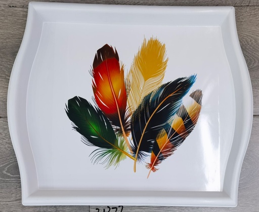 [VI8070] Tray Melamine Square Feather Design 21377