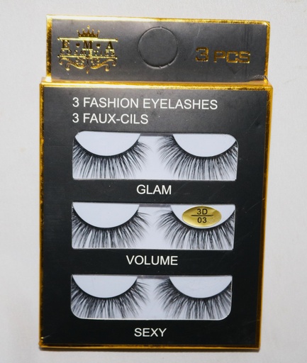 [BC0354] Eyelashes W/Glue 3pr/box 26702-1