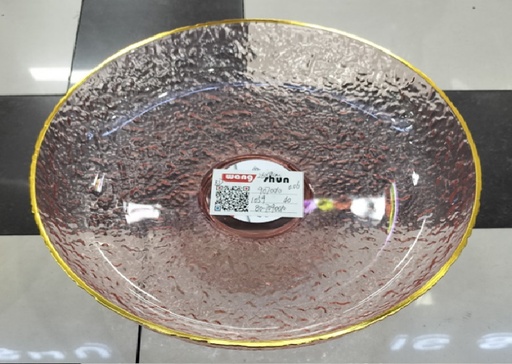 [VI8118] Plate Pet Round W/Gold Liner 26*10cm 1059