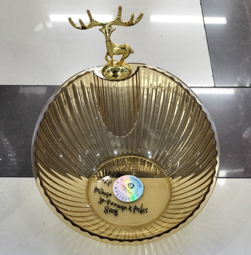 [VI8143] Bowl PET Round W/Deer 18x9.5cm 8008
