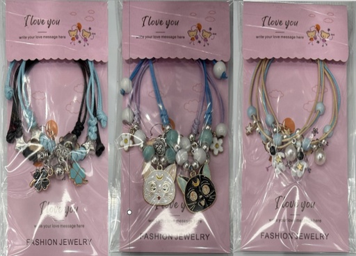 [ST2165] Jewellery Bracelet W/Pendant 2pc/crd 44188-6-7-8