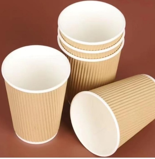 [VI8384] Disposable Cup Paper Ripple 12oz 25pcs/pack SunnyBamboo