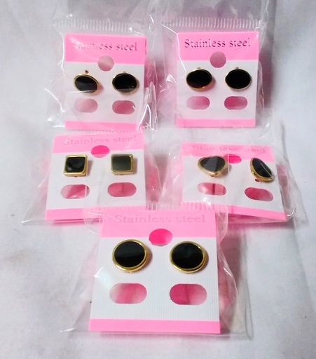 [ST2296] Jewellery Earring Stud Blk & Gold Mix Shapes