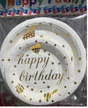 [VI8390] Plate Wht Gold Print-Happy PNG Independence 20pc/pk